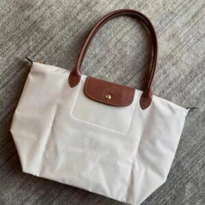 White Longchamp women's tote bag